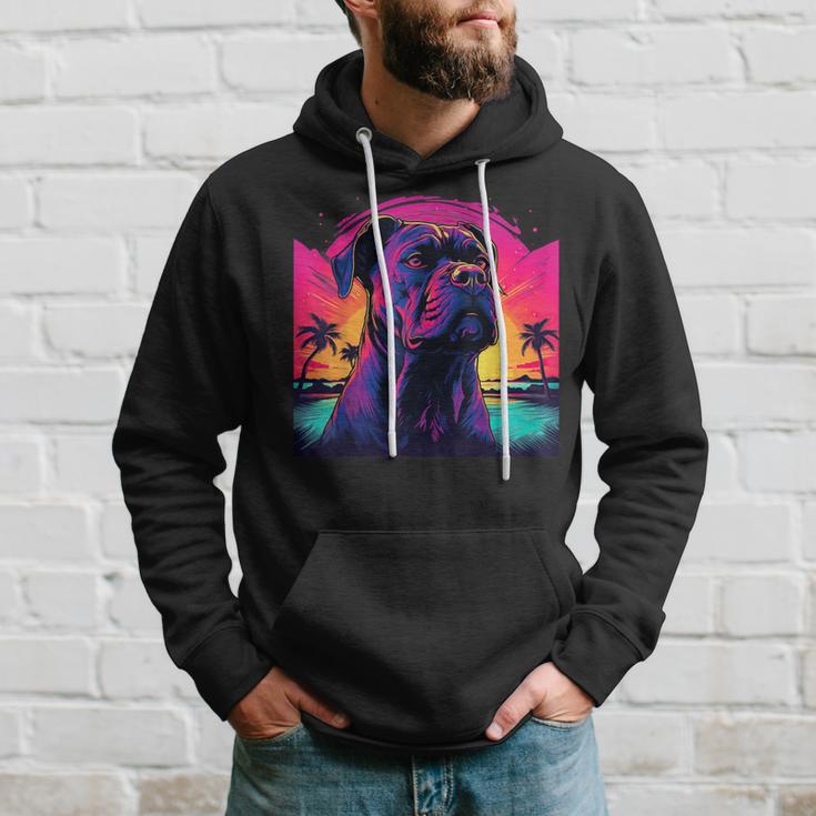 Retro Sunset Presa Canario Dog Black Hoodie Geschenke für Ihn