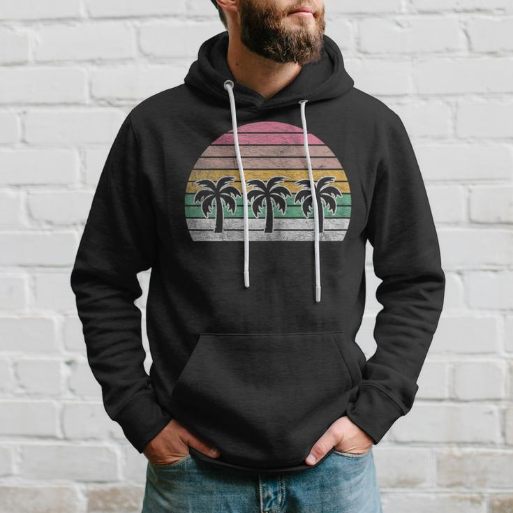 Retro Vintage Palm Trees Beach Summer Vacation Beach Hoodie Gifts for Him
