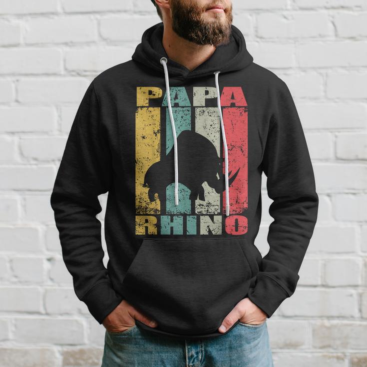 Rhino Papa Rhino Daddy Rhinoceros Dad Rhino Father Rhino Hoodie Gifts for Him