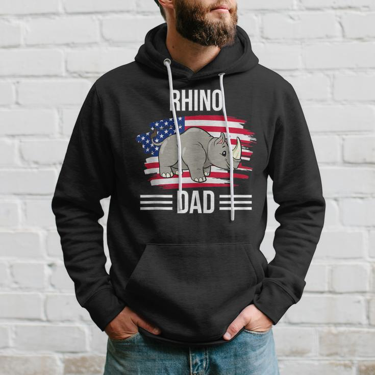 Rhinoceros Us Flag 4Th Of July Father's Day Rhino Dad Hoodie Gifts for Him