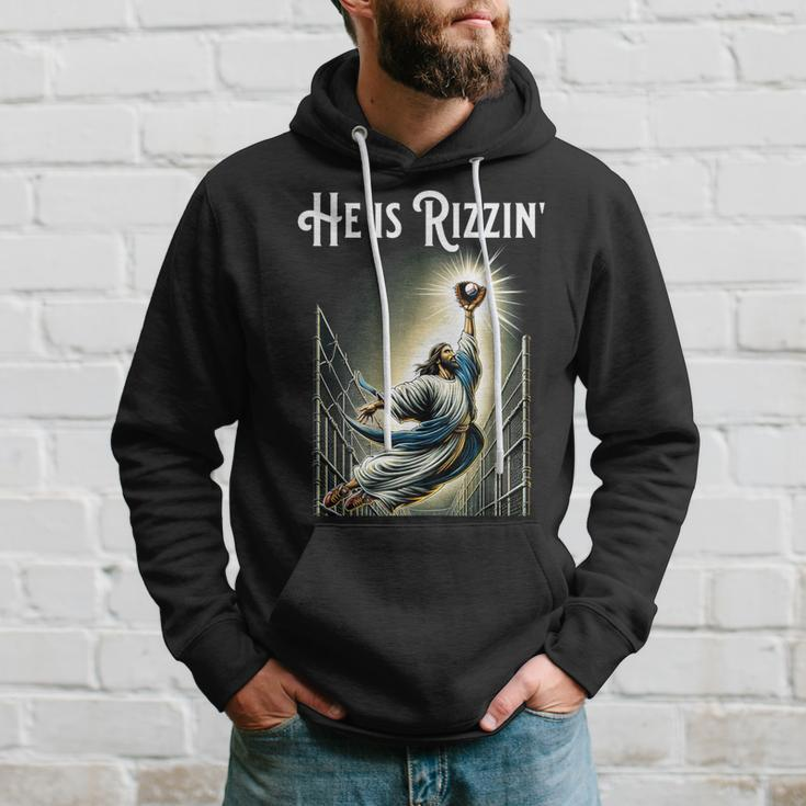 He Is Rizzin Jesus Playing Baseball Sports Rizz Hoodie Gifts for Him