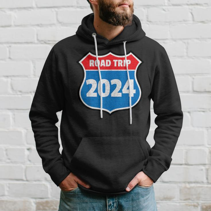 Road Trip 2024 Sign Family Group Matching Distressed Hoodie Gifts for Him