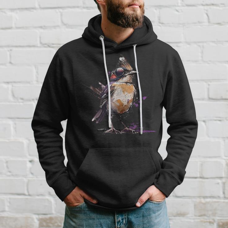 Robin Bird Birder Cool Retro Cyberpunk Spring Bird Vintage Hoodie Gifts for Him