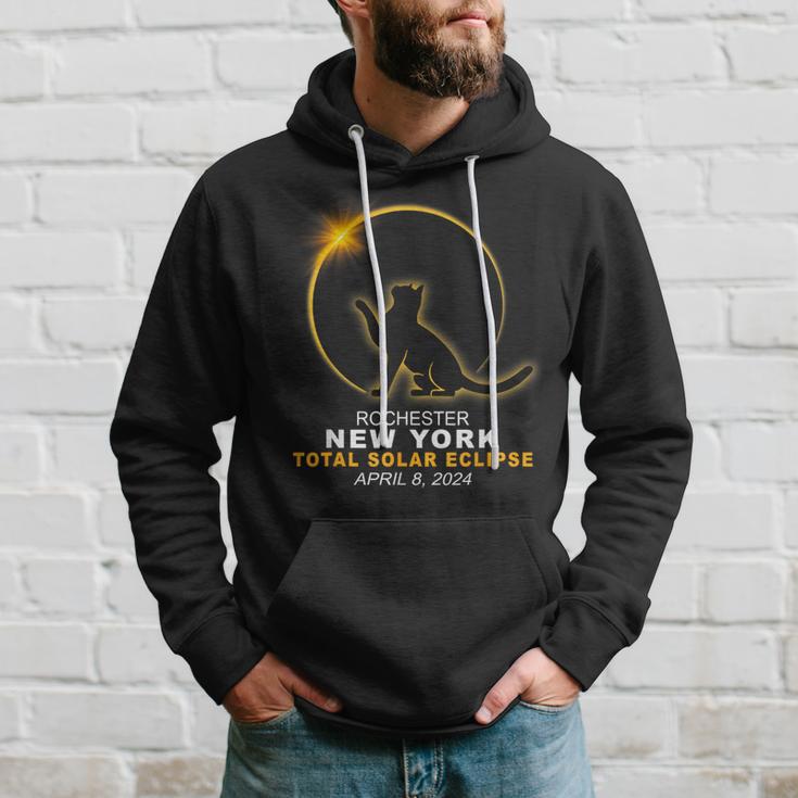 Rochester New York Cat Total Solar Eclipse 2024 Hoodie Gifts for Him