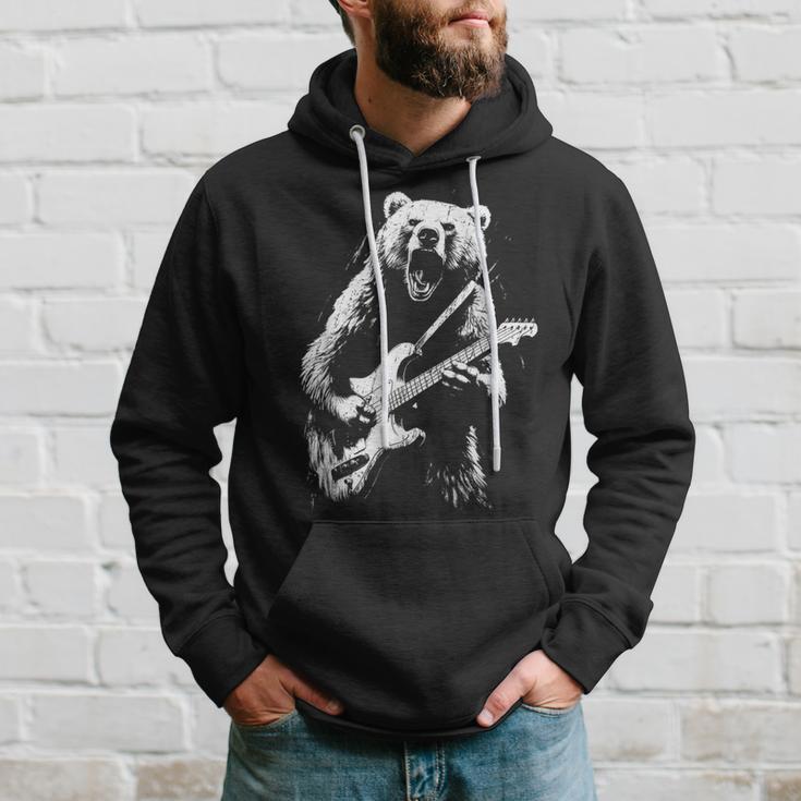 Rock Bear Playing Guitar Guitar Bear Music Hoodie Gifts for Him