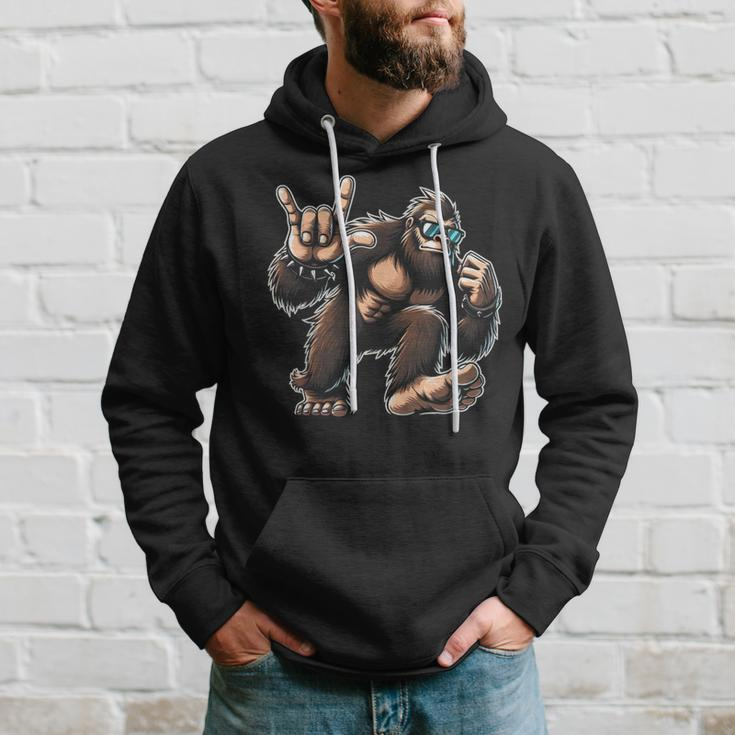 Rock And Roll Big Foot Dancing Sasquatch With Sunglass Hoodie Gifts for Him