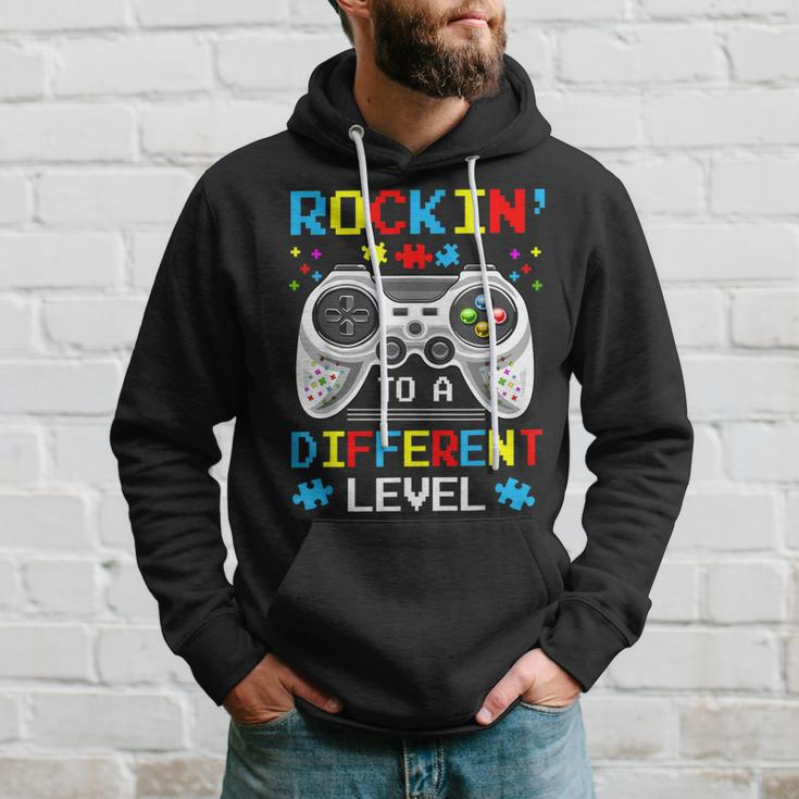 Rockin To Different Level Game Autism Awareness Gaming Gamer Hoodie Gifts for Him