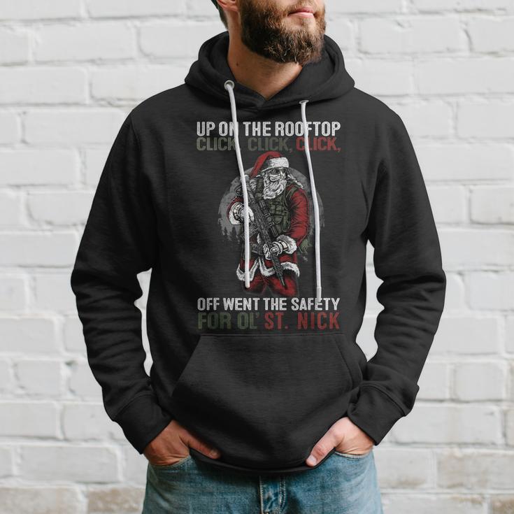 Up On The Rooftop Click Click Click Santa Claus Christmas Hoodie Gifts for Him