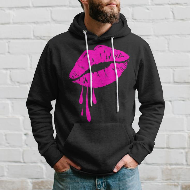 Rosa Lippen Kuss 80er Jahre Lippenstift Make-Up Liebhaber Hoodie Geschenke für Ihn