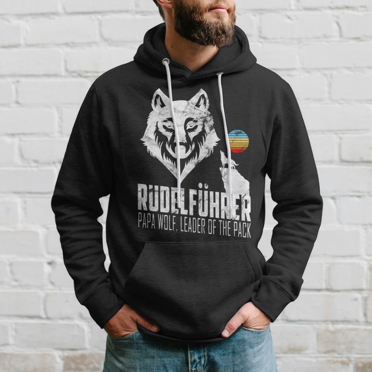 Rudelführer Wolf Head Father's Day Rudel Dadintage Dad Wolf Kapuzenpullover Geschenke für Ihn