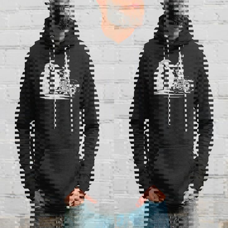 Salut Motard Humour Ombre Chinoise Lapin Main Moto Vintage Sweat à capuche Cadeaux pour lui