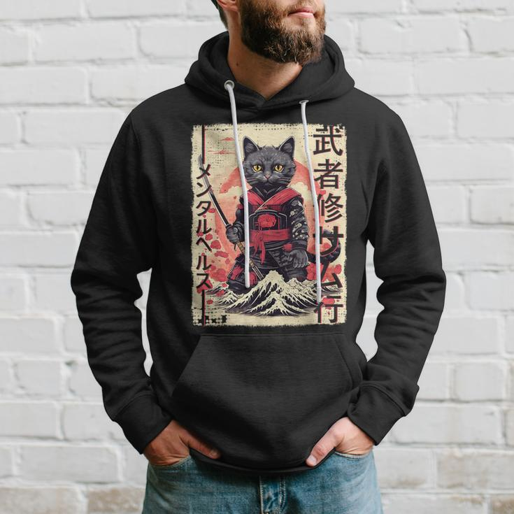 Samurai Cat Warrior Japanese Ninja Kitty Kawaii Hoodie Gifts for Him