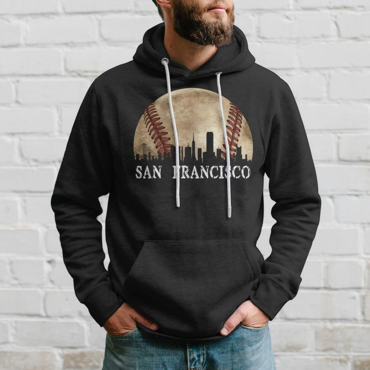 San Francisco Skyline City Vintage Baseball Lover Hoodie Gifts for Him