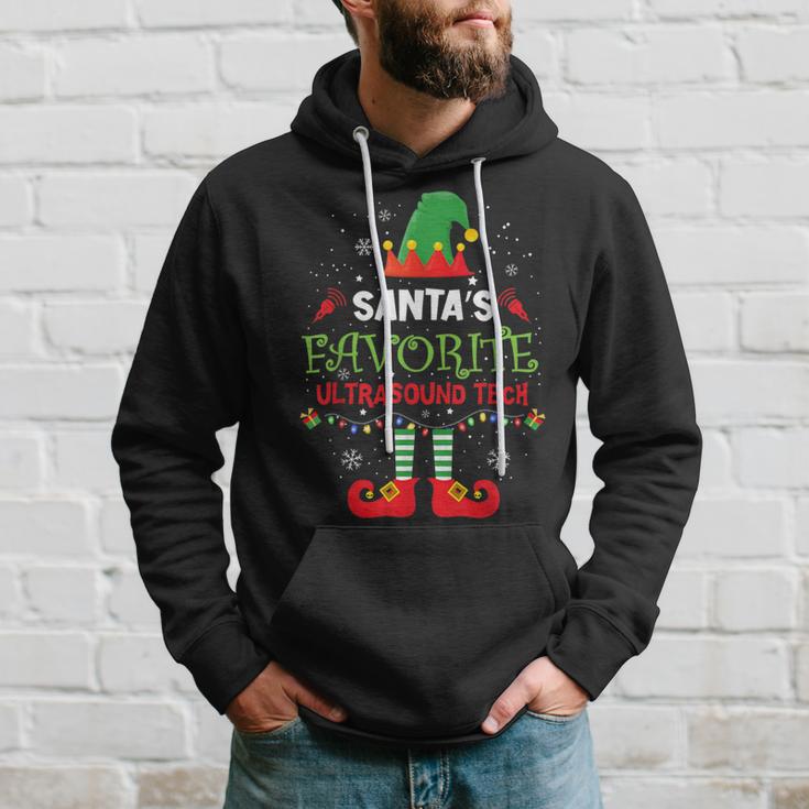 Santa's Favorite Ultrasound Tech Elf Christmas Light Hoodie Gifts for Him