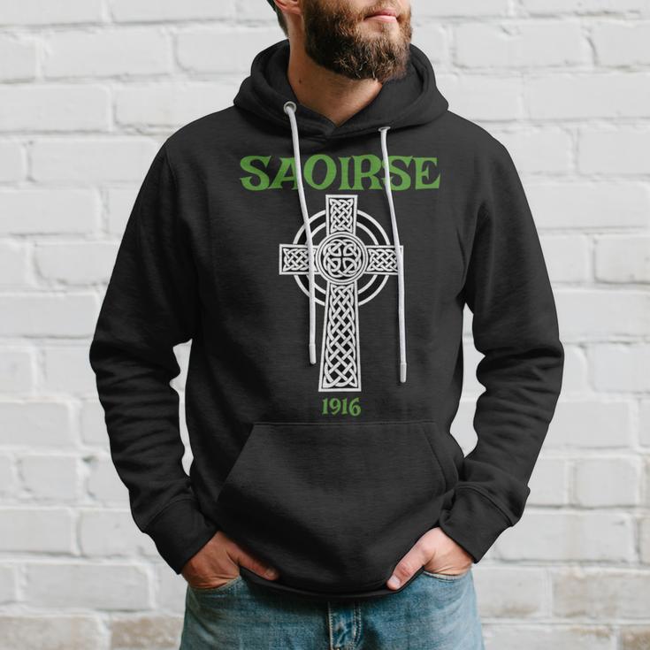 Saoirse Meaning Freedom Irish Republican With Celtic Cross Hoodie Gifts for Him