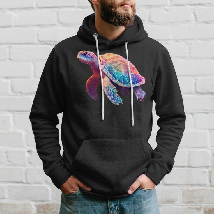 Schildkröte Bunt Polygon Pink Tiermotiv Kunst Geometrisch Kapuzenpullover Geschenke für Ihn