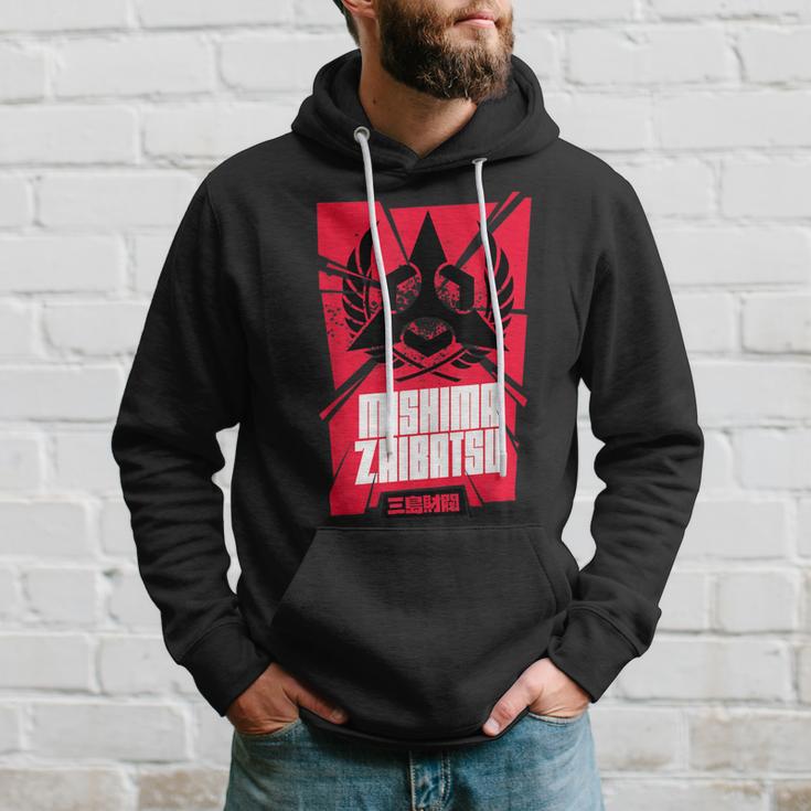 Schwarzes Hoodie mit Mishima Zaibatsu-Design in Rot, Fanartikel Geschenke für Ihn