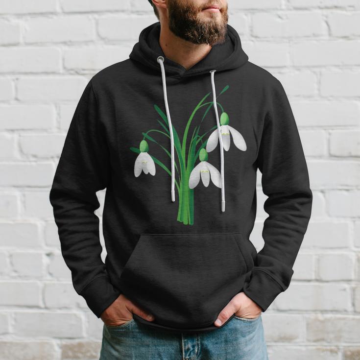 Schwarzes Hoodie mit Schneeglöckchen-Design, Frühlingsmode Geschenke für Ihn