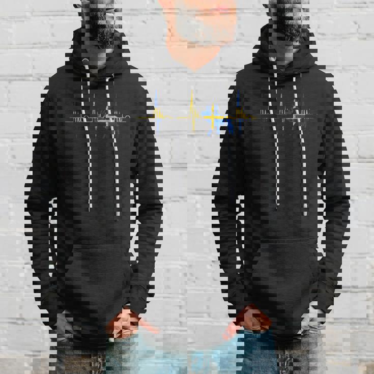 Schweden Schwedischer Elch Jäger Herzschlag Ekg Puls Sverige Hoodie Geschenke für Ihn