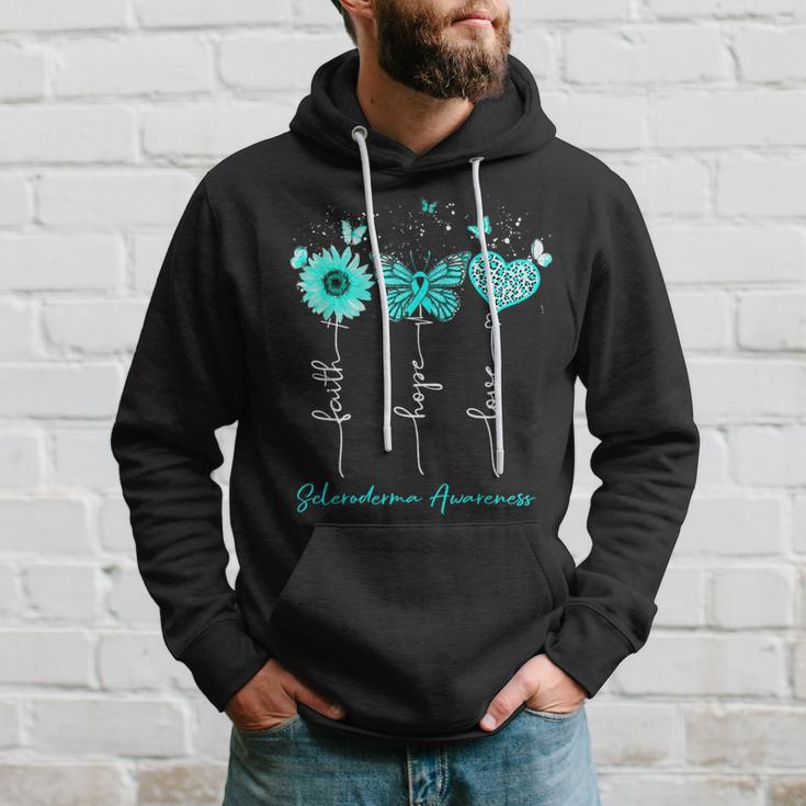 Scleroderma Awareness Faith Hope Love Leopard Sunflower Hoodie Gifts for Him