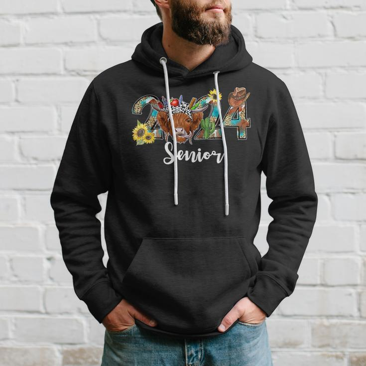 Senior 2024 Highland Cow Western Graduation Class Hoodie Gifts for Him