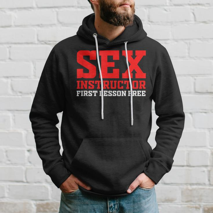Sex Instructor First Lesson Is Free Adult Humor Orgy Jokes Hoodie Gifts for Him