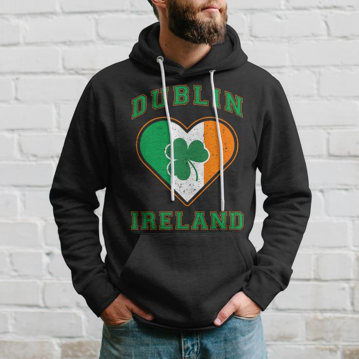 Shamrock Clover In Dublin Ireland Flag In Heart Shaped Hoodie Gifts for Him