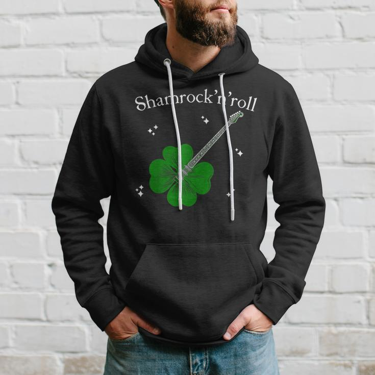 Shamrock'n'roll St Patrick's Day Rock Guitar Bass Players Hoodie Gifts for Him