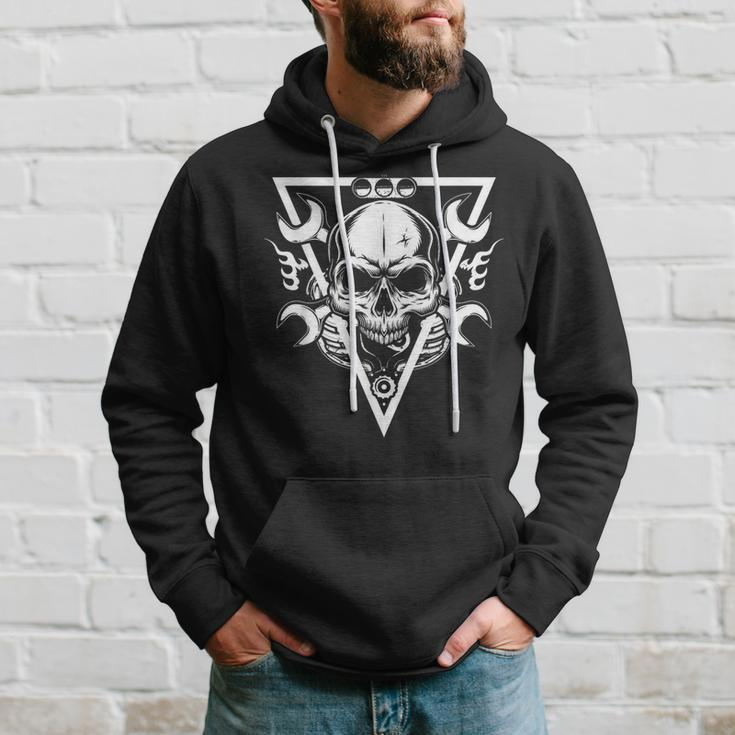 Skull Auto Mechanic Cars Garage Tuning Workshop Screwdriver Hoodie Gifts for Him