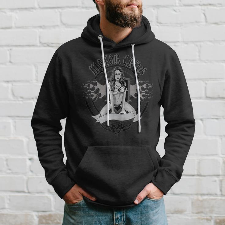 Skull Motorcycle Biker Babe Hot Chick Sexy Flames Hoodie Gifts for Him