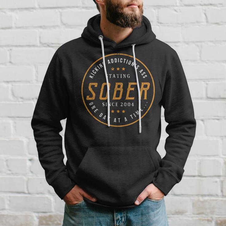 Sober Since 2004 17 Year Sobriety Anniversary Quote Hoodie Gifts for Him