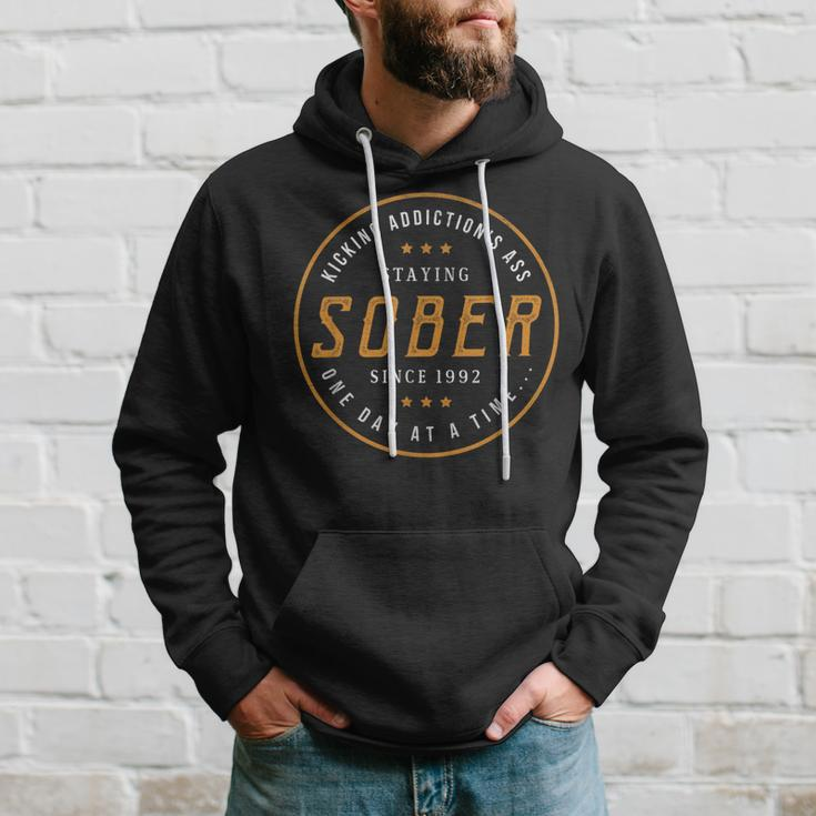 Sober Est 1992 30 Years Sobriety Anniversary Quote Hoodie Gifts for Him