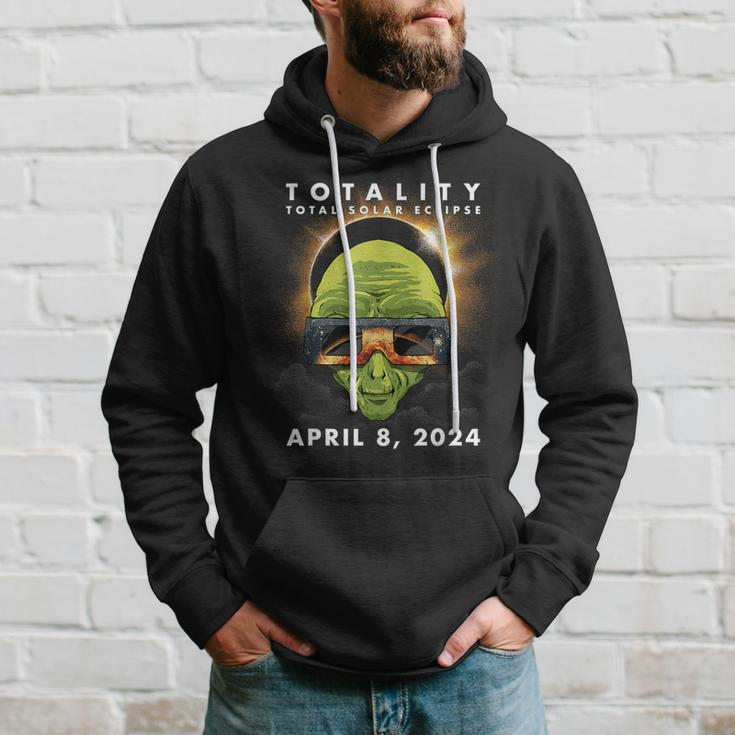 Solar Eclipse 2024 Alien Wearing Eclipse Glasses Hoodie Gifts for Him