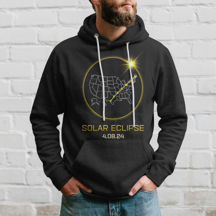Solar Eclipse 2024 America Totality Path Map April 08 2024 Hoodie Gifts for Him