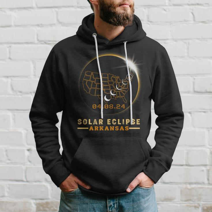 Solar Eclipse 2024 America Totality Total Arkansas Usa Map Hoodie Gifts for Him
