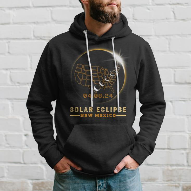 Solar Eclipse 2024 America Totality Total New Mexico Usa Map Hoodie Gifts for Him