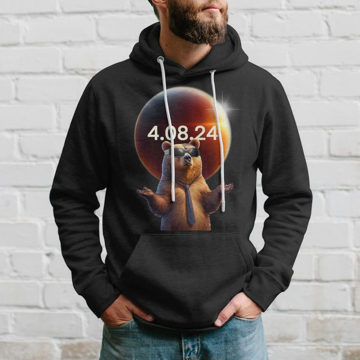 Solar Eclipse 2024 Bear Wearing Solar Eclipse Glasses Hoodie Gifts for Him
