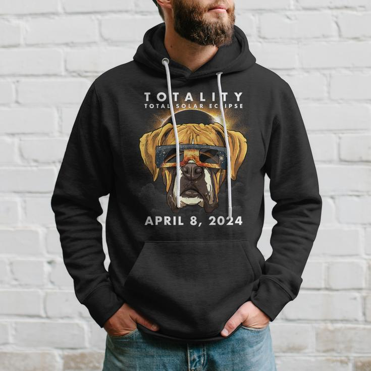 Solar Eclipse 2024 Boxer Dog Wearing Glasses Hoodie Gifts for Him