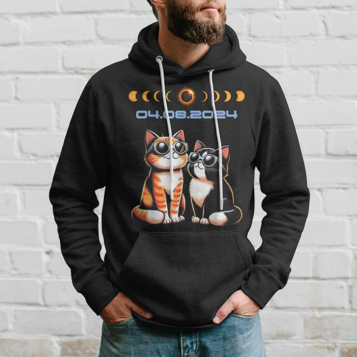 Solar Eclipse 2024 Cats Wearing Solar Eclipse Glasses Hoodie Gifts for Him