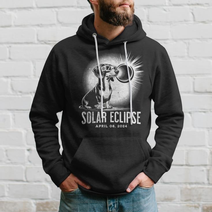 Solar Eclipse 2024 Dachshund Wearing Glasses Hoodie Gifts for Him