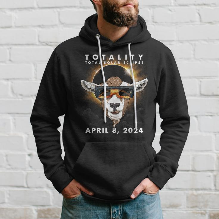 Solar Eclipse 2024 Goat Wearing Eclipse Glasses Hoodie Gifts for Him