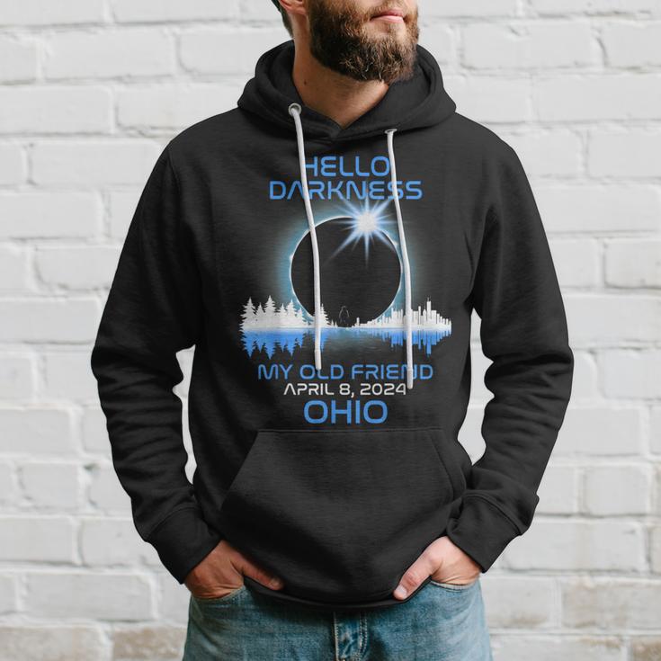 Solar Eclipse 2024 Ohio Hello Darkness My Old Friend Hoodie Gifts for Him