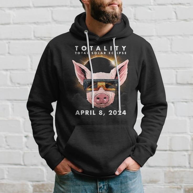 Solar Eclipse 2024 Pig Wearing Eclipse Glasses Hoodie Gifts for Him