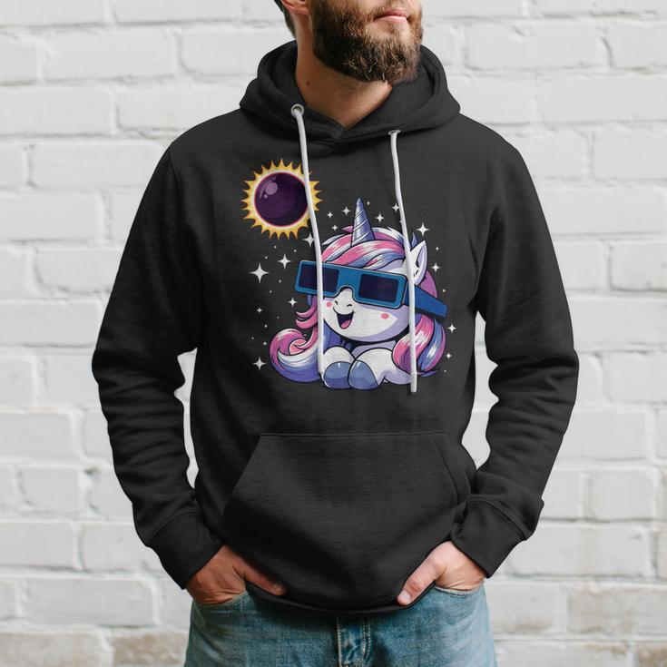 Solar Eclipse 2024 Unicorn Wearing Eclipse Glasses Hoodie Gifts for Him