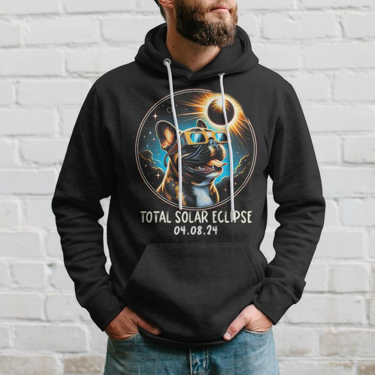 Solar Eclipse French Bulldog Wearing Glasses April 8 2024 Hoodie Gifts for Him