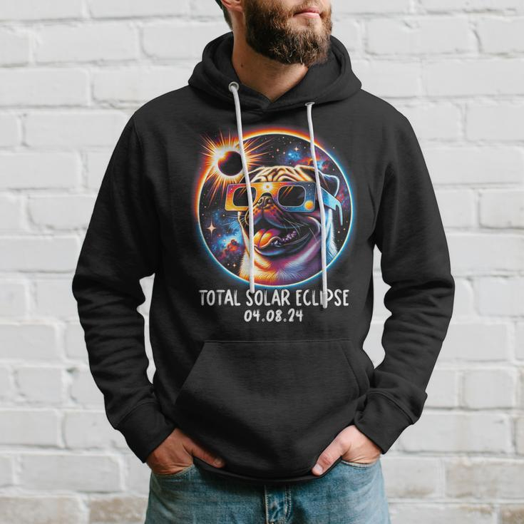 Solar Eclipse Pug Wearing Glasses Pet April 8 2024 Hoodie Gifts for Him