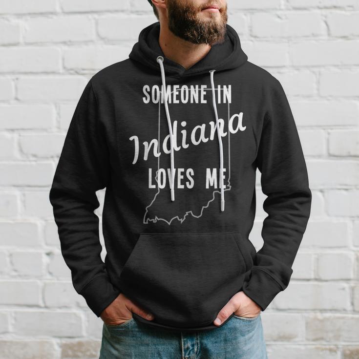 Someone In Indiana Loves Me State Map Silhouette Hoodie Gifts for Him