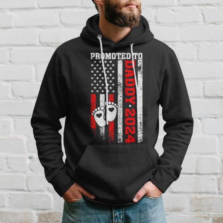 Soon To Be Dad First Time Daddy Promoted To Daddy 2024 Flag Hoodie Gifts for Him