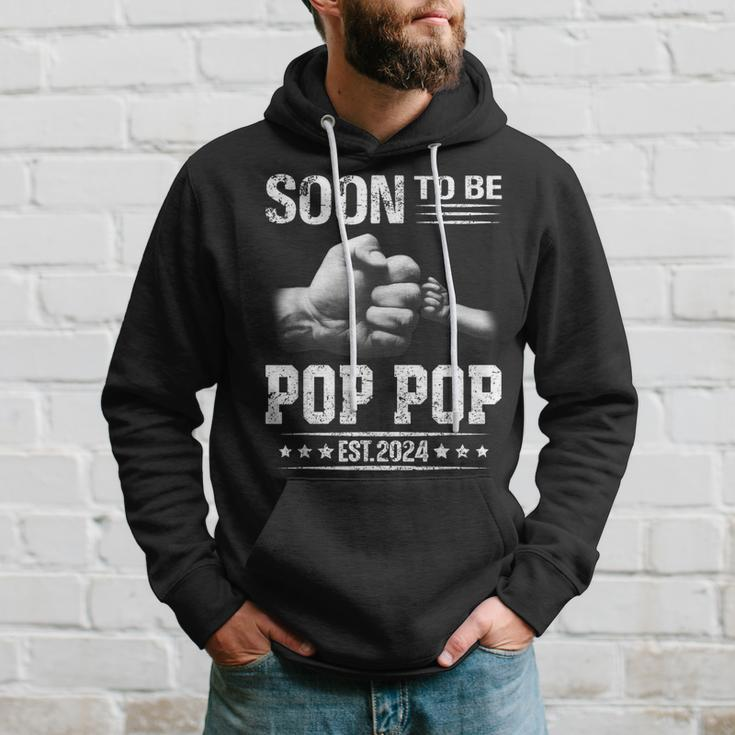 Soon To Be Pop Pop Est2024 Fathers Day New Dad Hoodie Gifts for Him