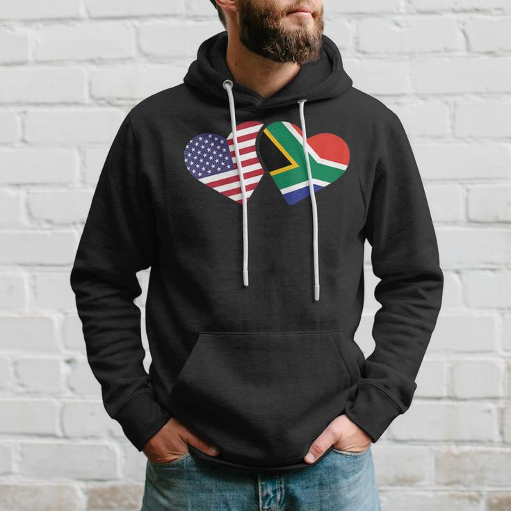 South Africa Usa Flag Heart South African American Hoodie Gifts for Him